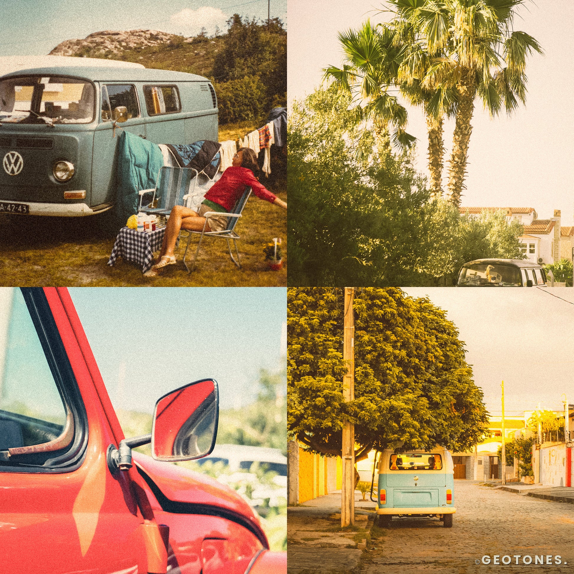 Four photos edited with Analog Gold Lightroom presets by GeoTones - warm analog film tones preview